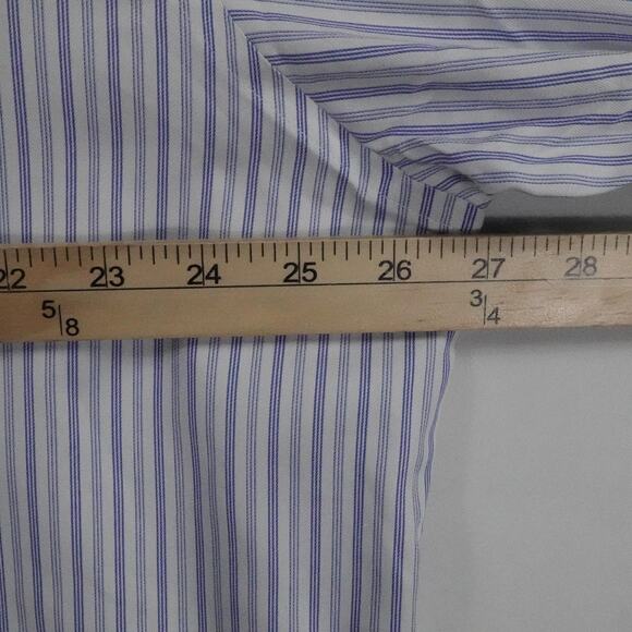 Brooks Brothers Shirt Mens 18 Blue Gray Stripe Regent Supima Non Iron Business - Picture 13 of 15